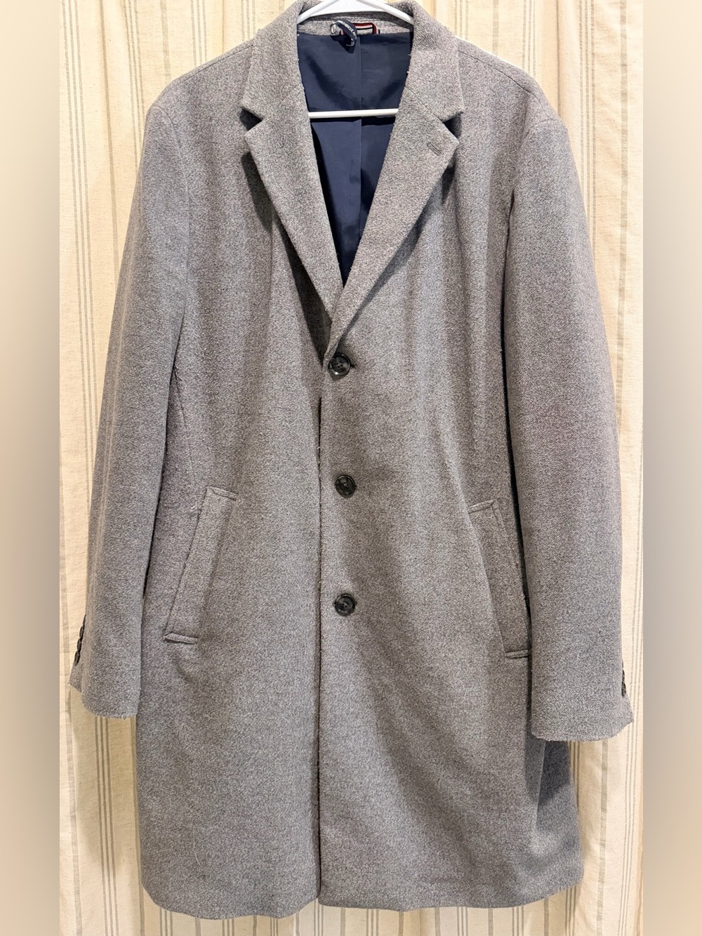 Tommy Hilfiger Button Detail Gray Wool-Blend Pea Coat